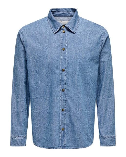 Imagem 0 de Camisa de Ganga Regular Fit com Manga Comprida