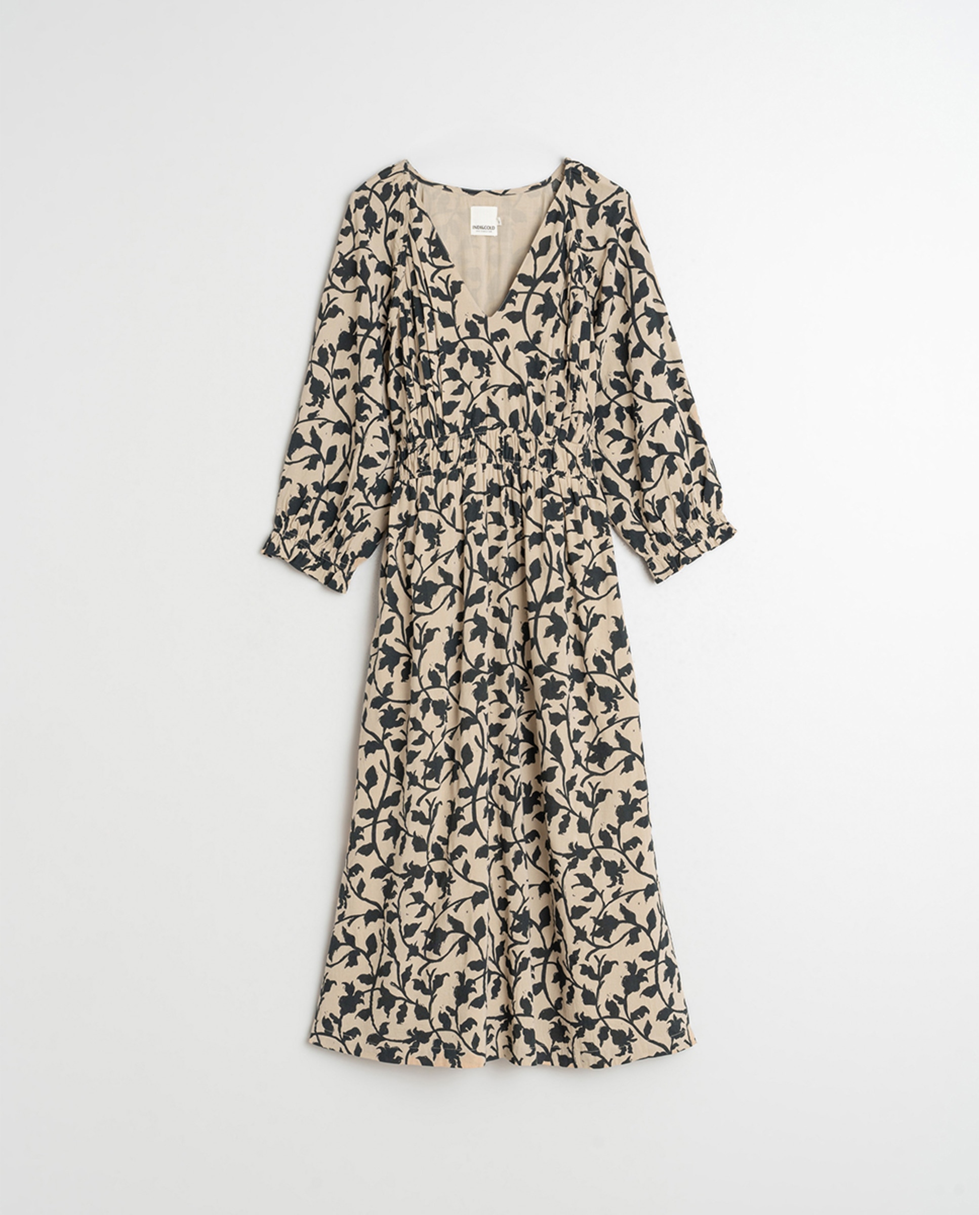 Vestido Maxi de Alças com Decote Quadrado Bege-6