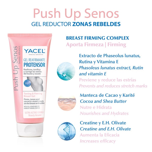 Push Up Senos firming tightening gel tube 200 ml tones, firms and corrects stretch marks on the bust