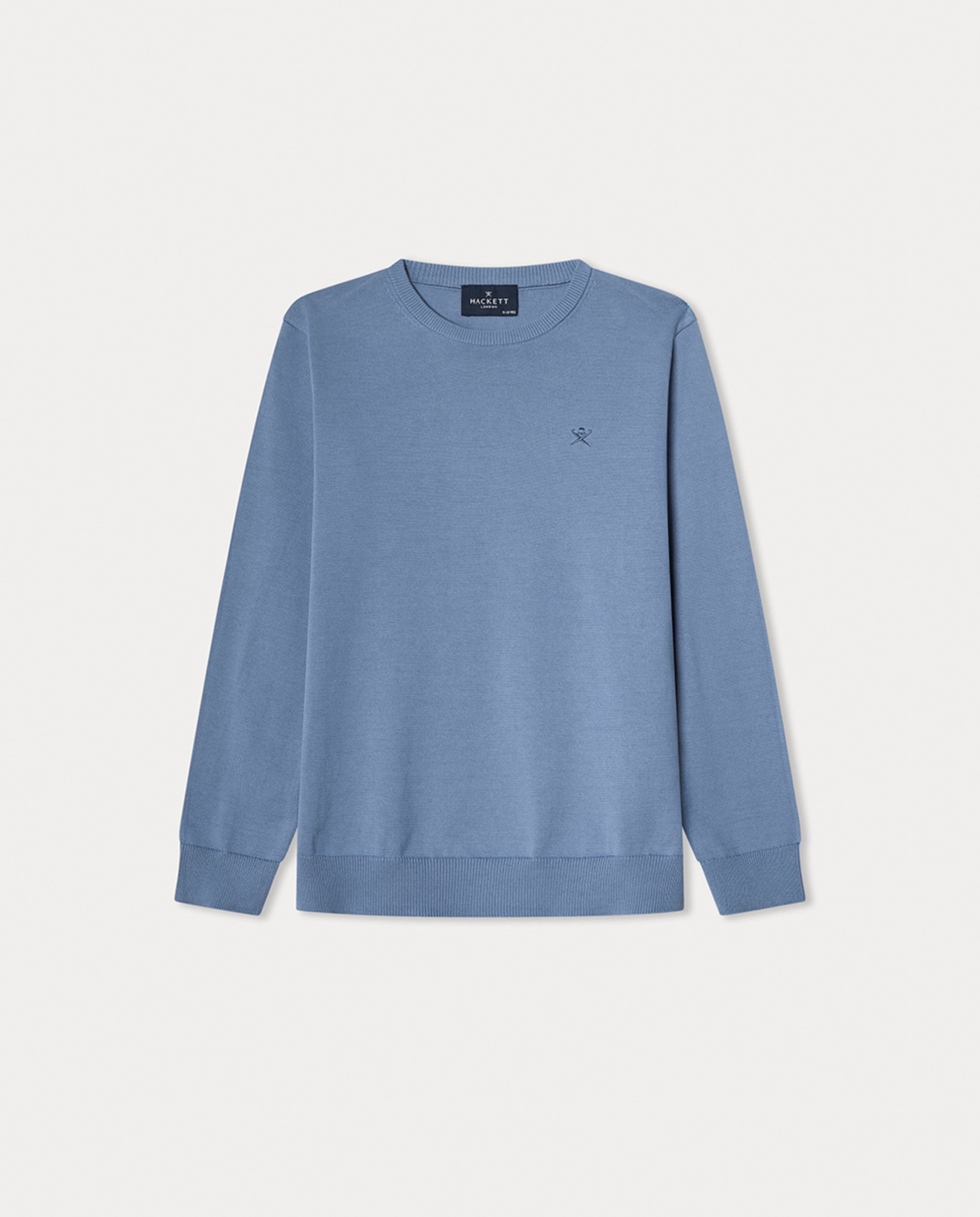 Camisola de Malha com Gola Crew Azul-1