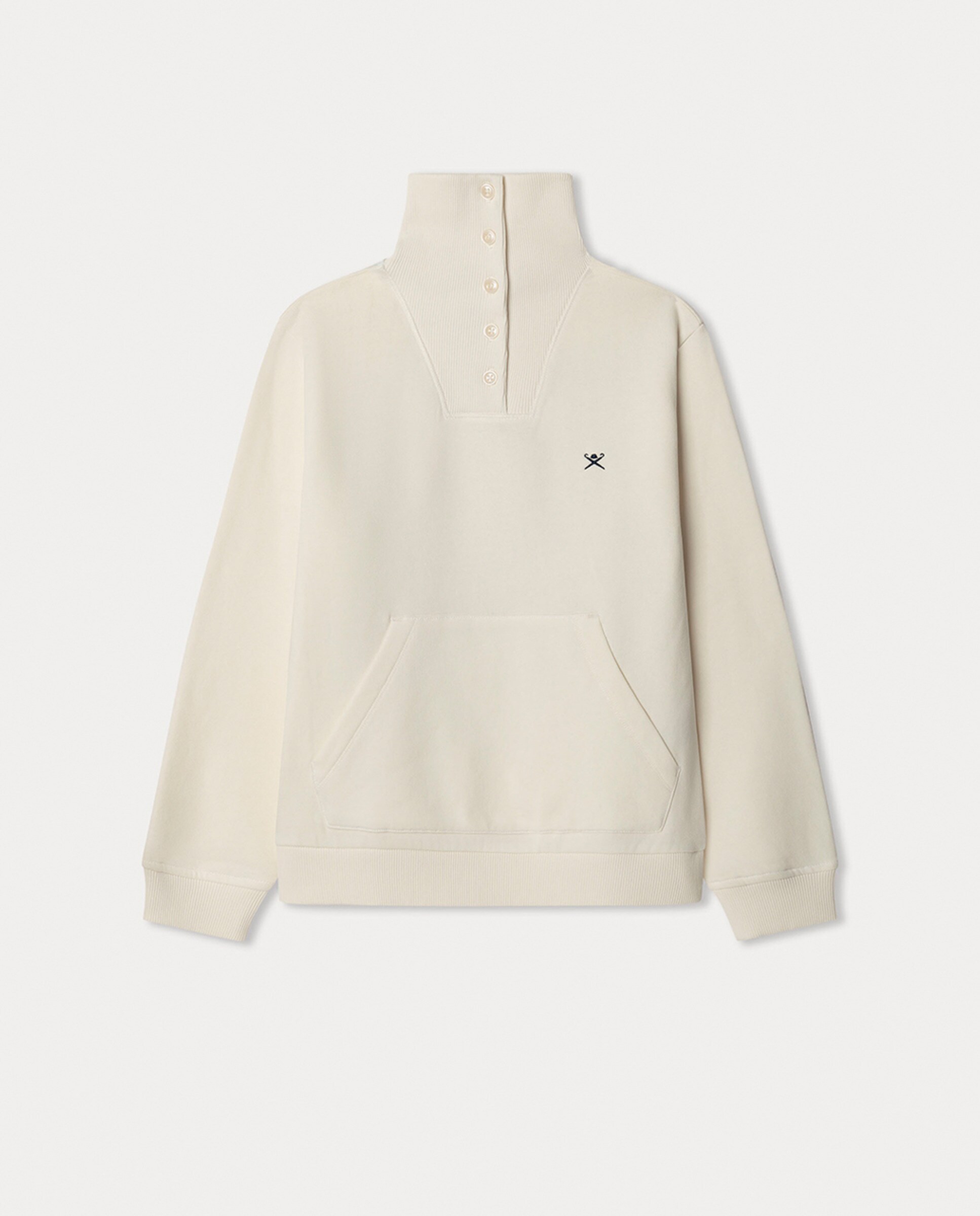 Sweatshirt com Gola Alta Creme-1