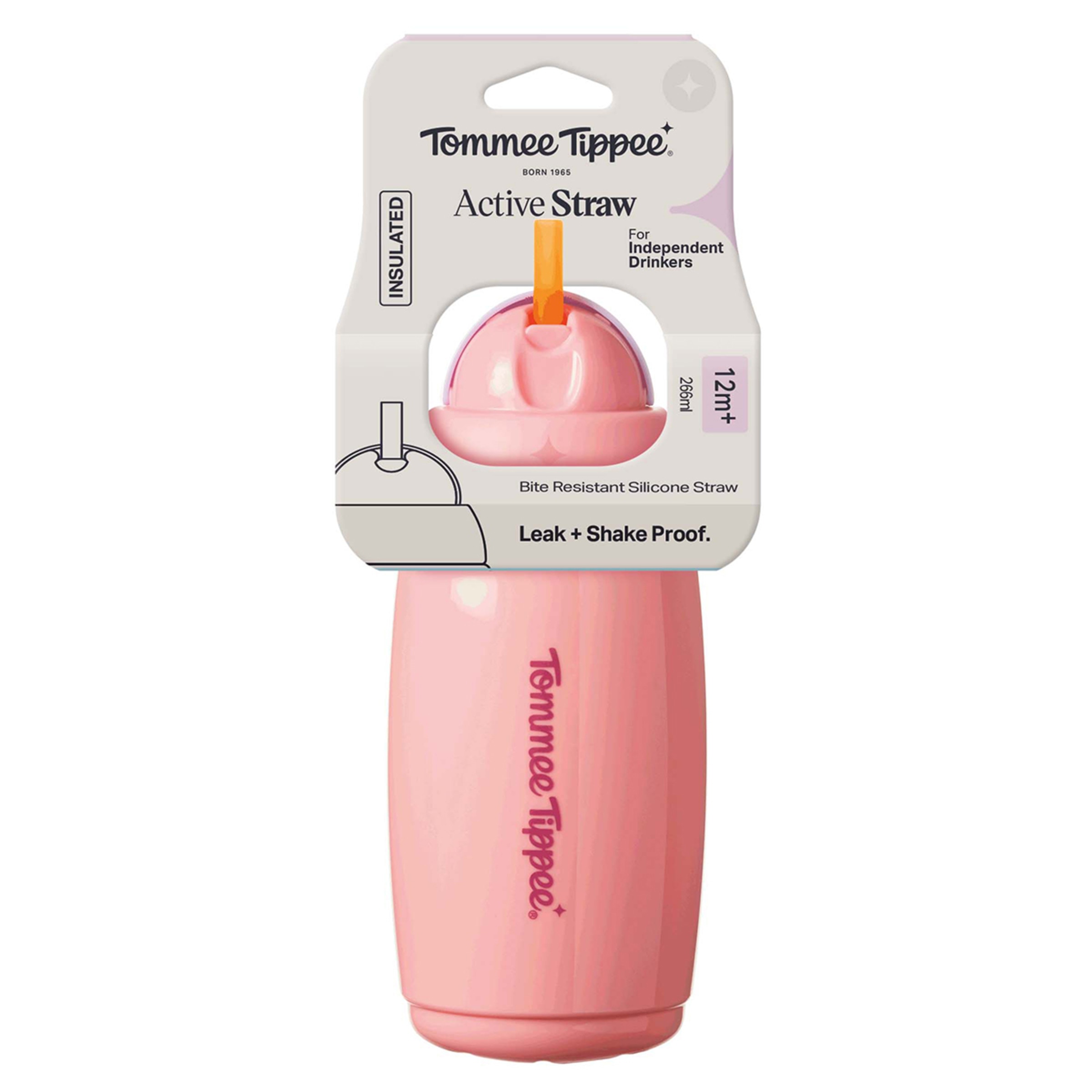 Garrafa com Palhinha Insulated Active 266 ml, 12 Meses Rosa-claro-4