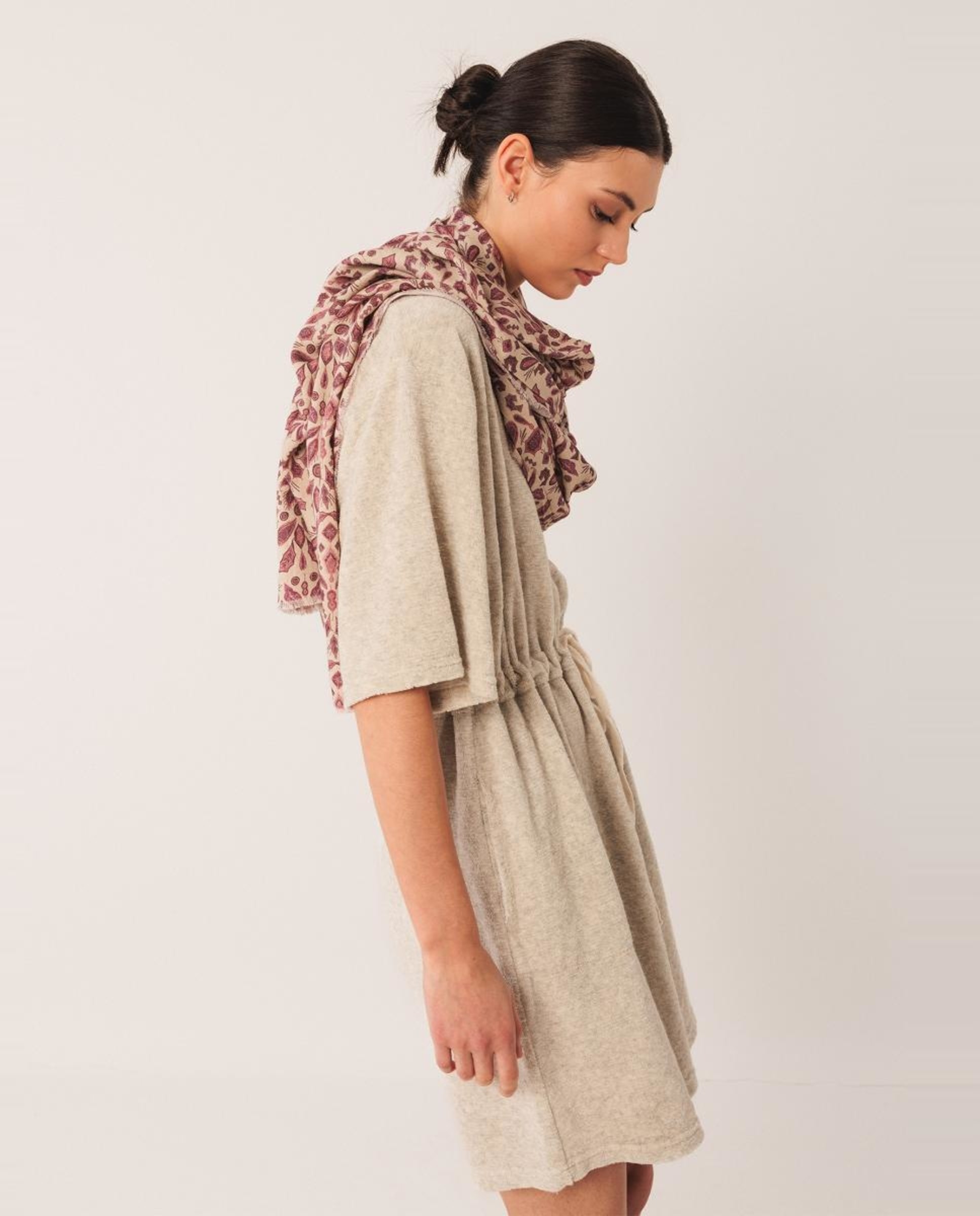 Écharpe Comprida Estampada Fúcsia-4