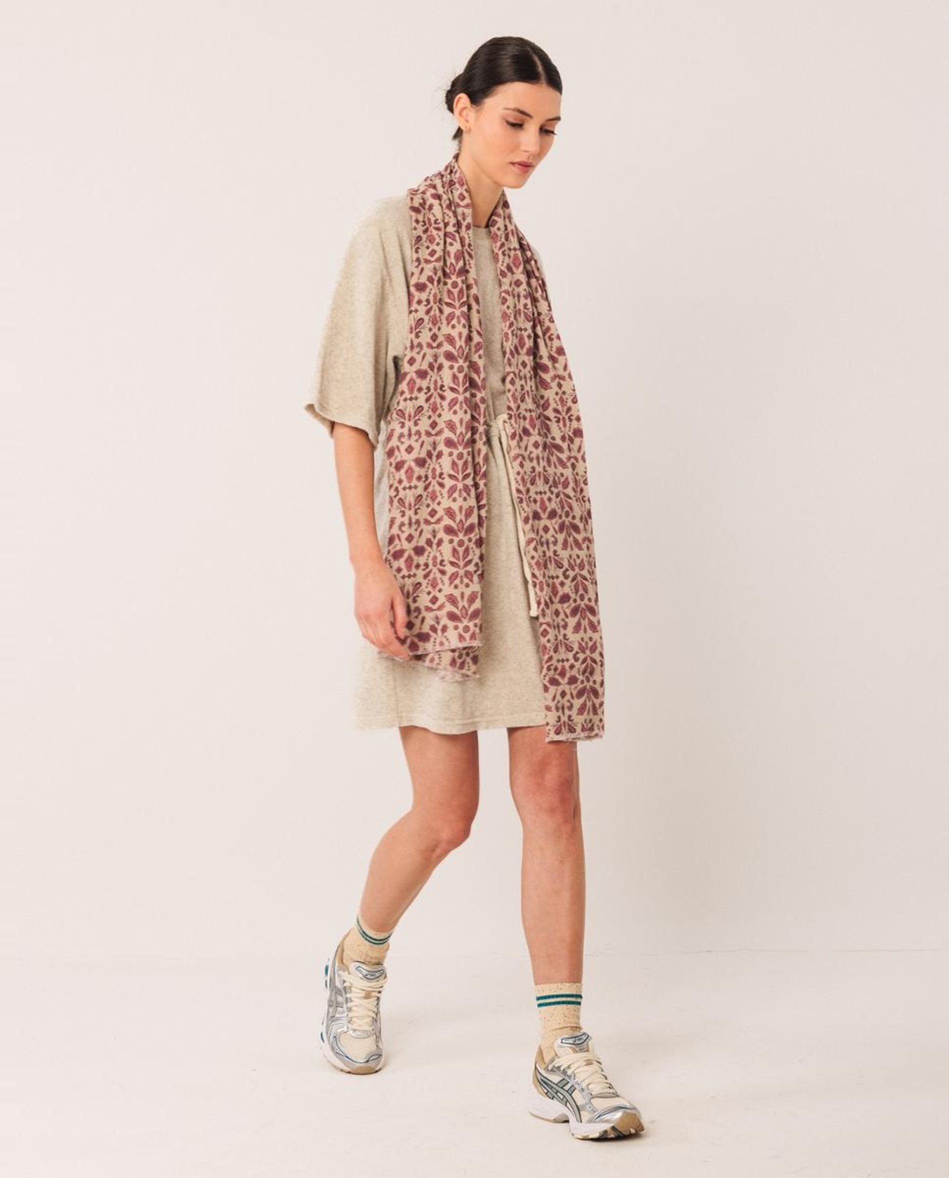 Écharpe Comprida Estampada Fúcsia-2