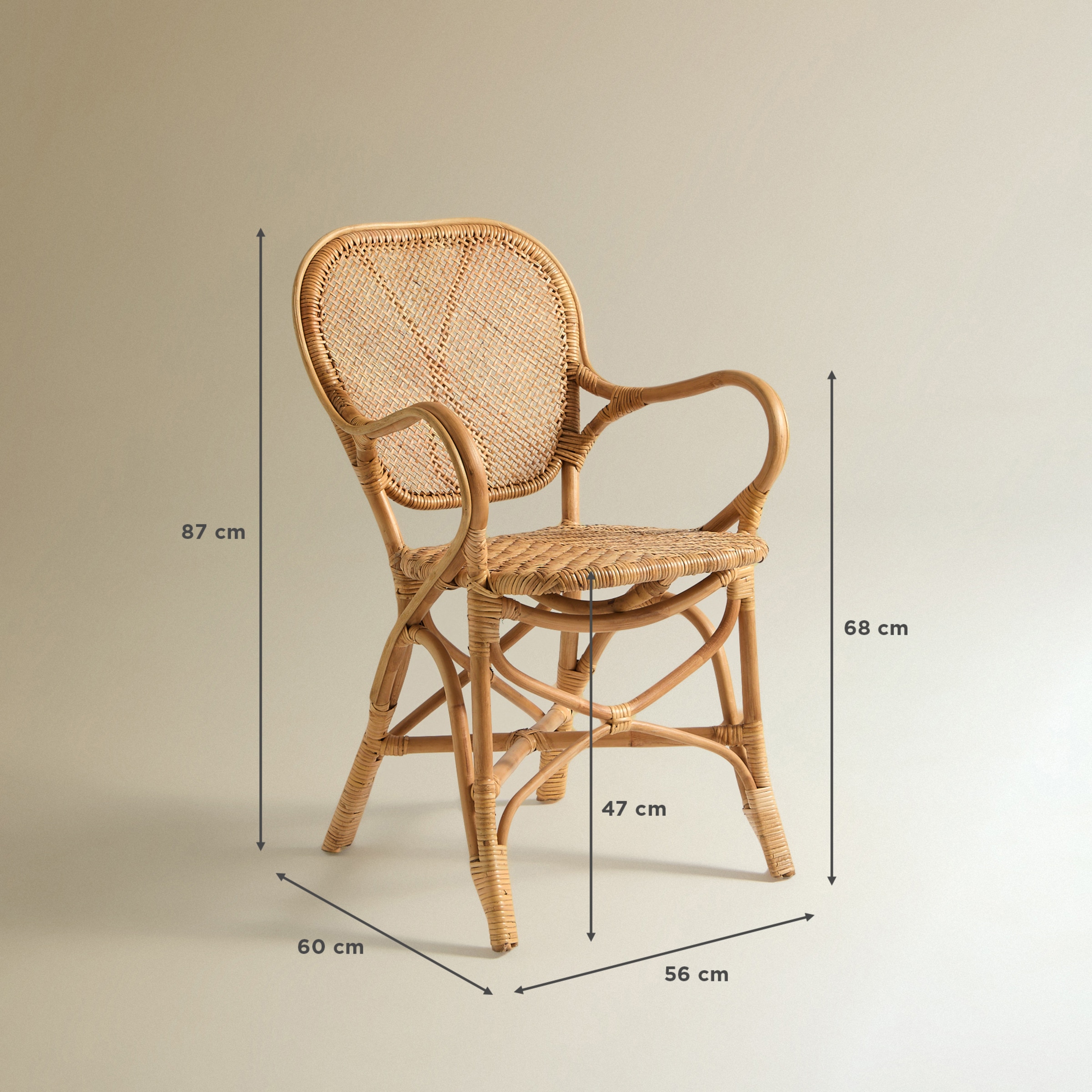 Cadeirão de mesa de rotim Ogan Natural-9