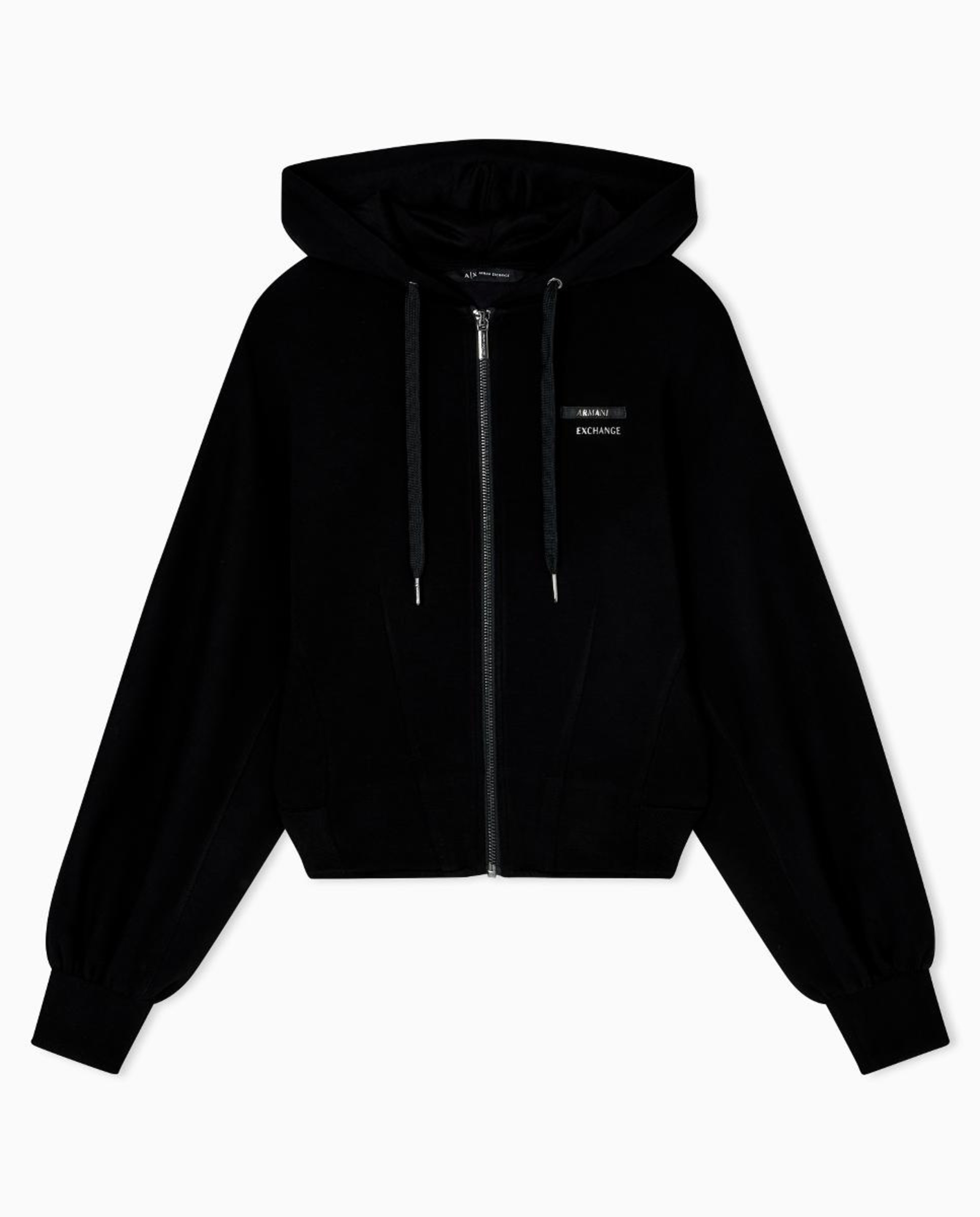 Sweatshirt com Capuz e Fecho de Correr Preto-4