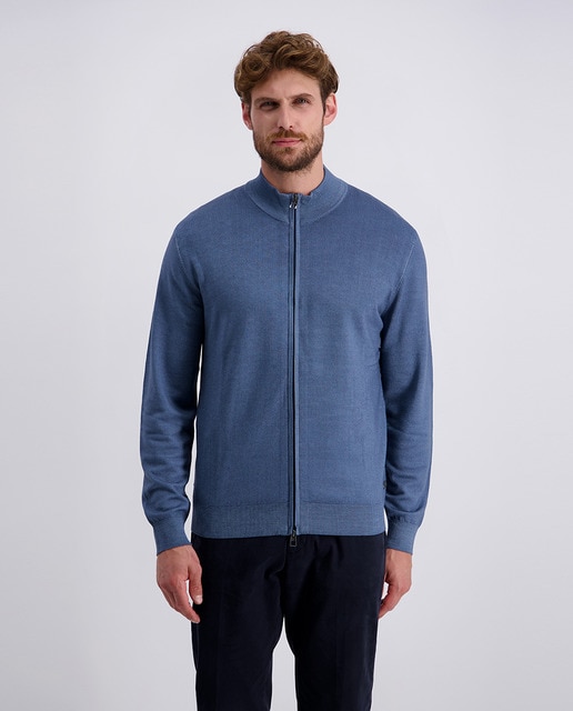Imagem 0 de Cardigan de Malha Merino com Fecho de Correr - Azul Denim