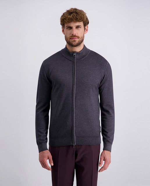 Imagen 0 de Cardigan cremallera punto merino de hombre azul dénim