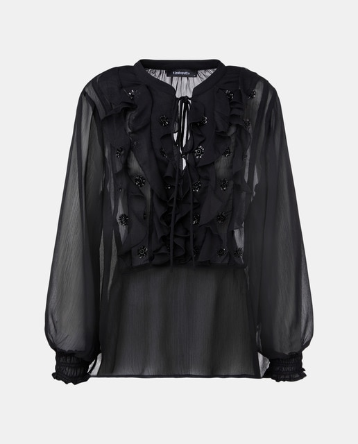 Imagem 0 de Blusa de Manga Comprida com Folhos