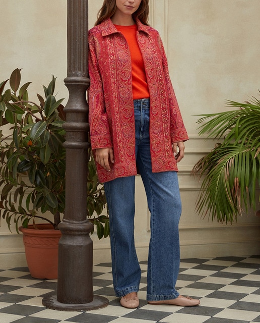 Imagen 0 de Abrigo de mujer largo medio jacquard paisley