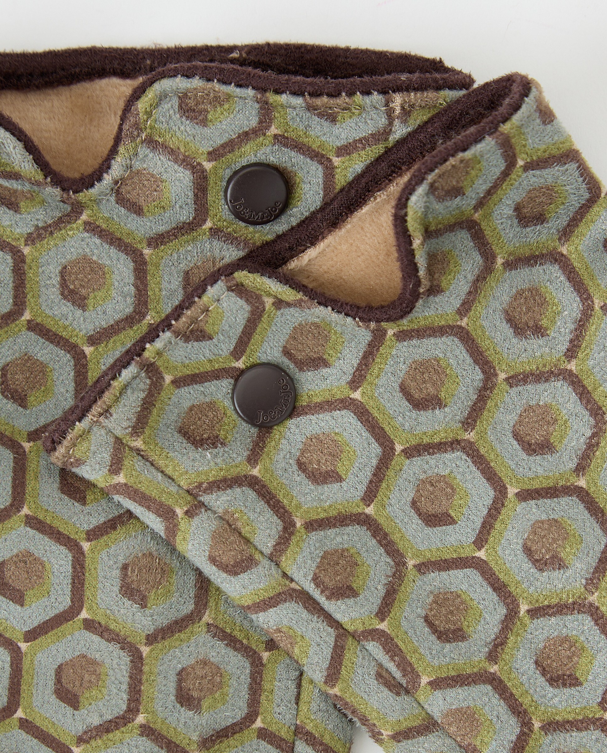 Luvas em Tecido Soft com Estampado Geométrico Verde-3