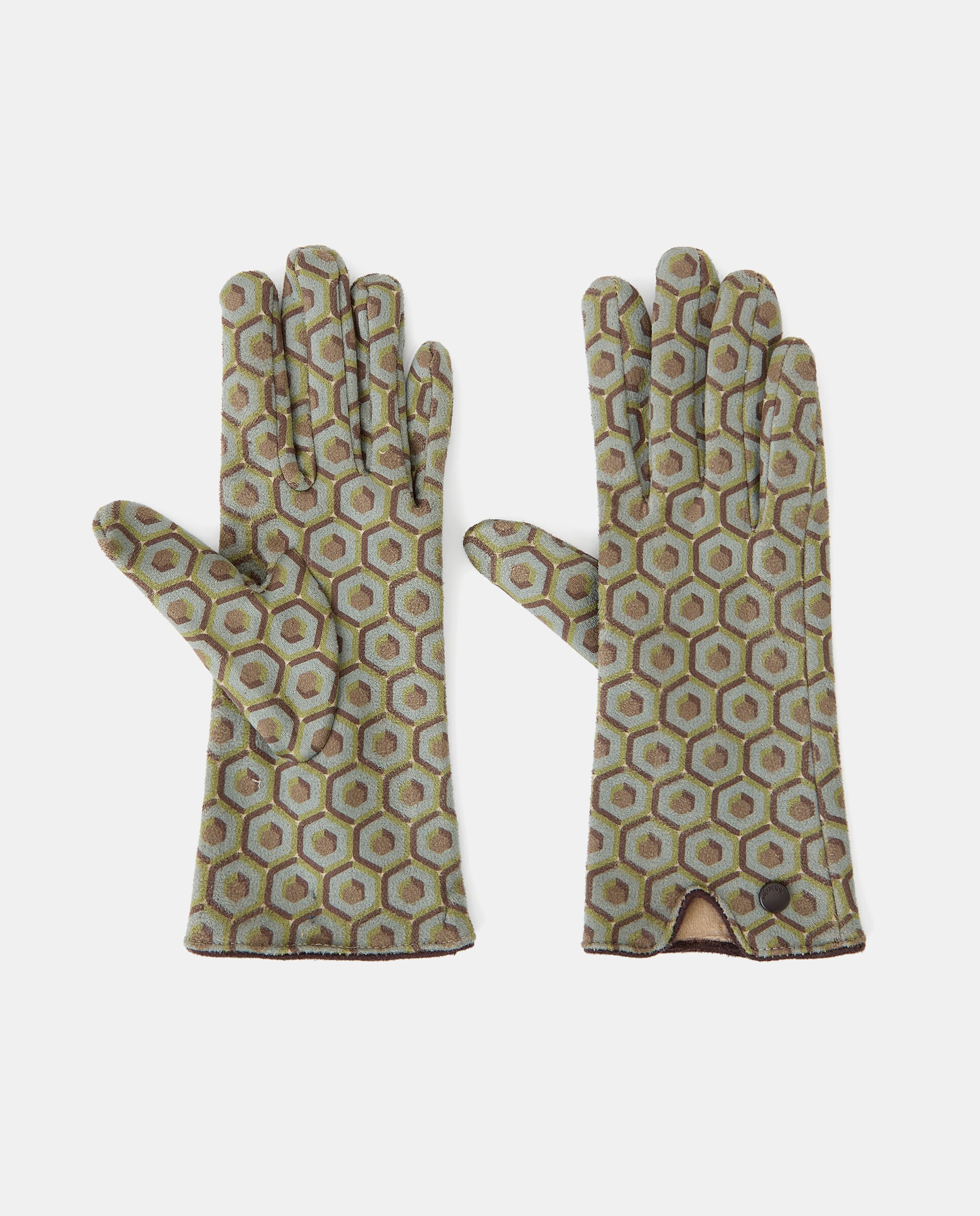 Luvas em Tecido Soft com Estampado Geométrico Verde-2