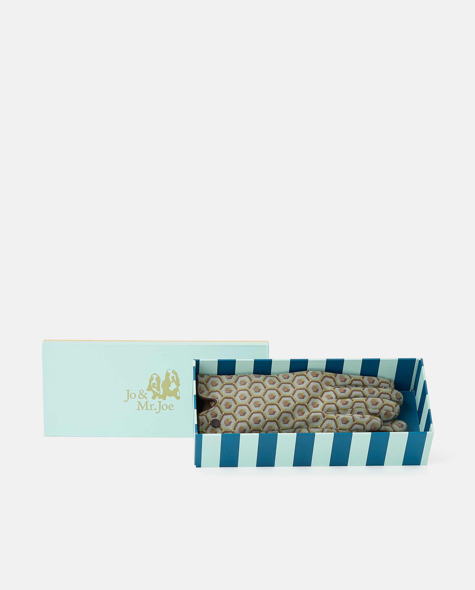 Luvas em Tecido Soft com Estampado Geométrico Verde-1
