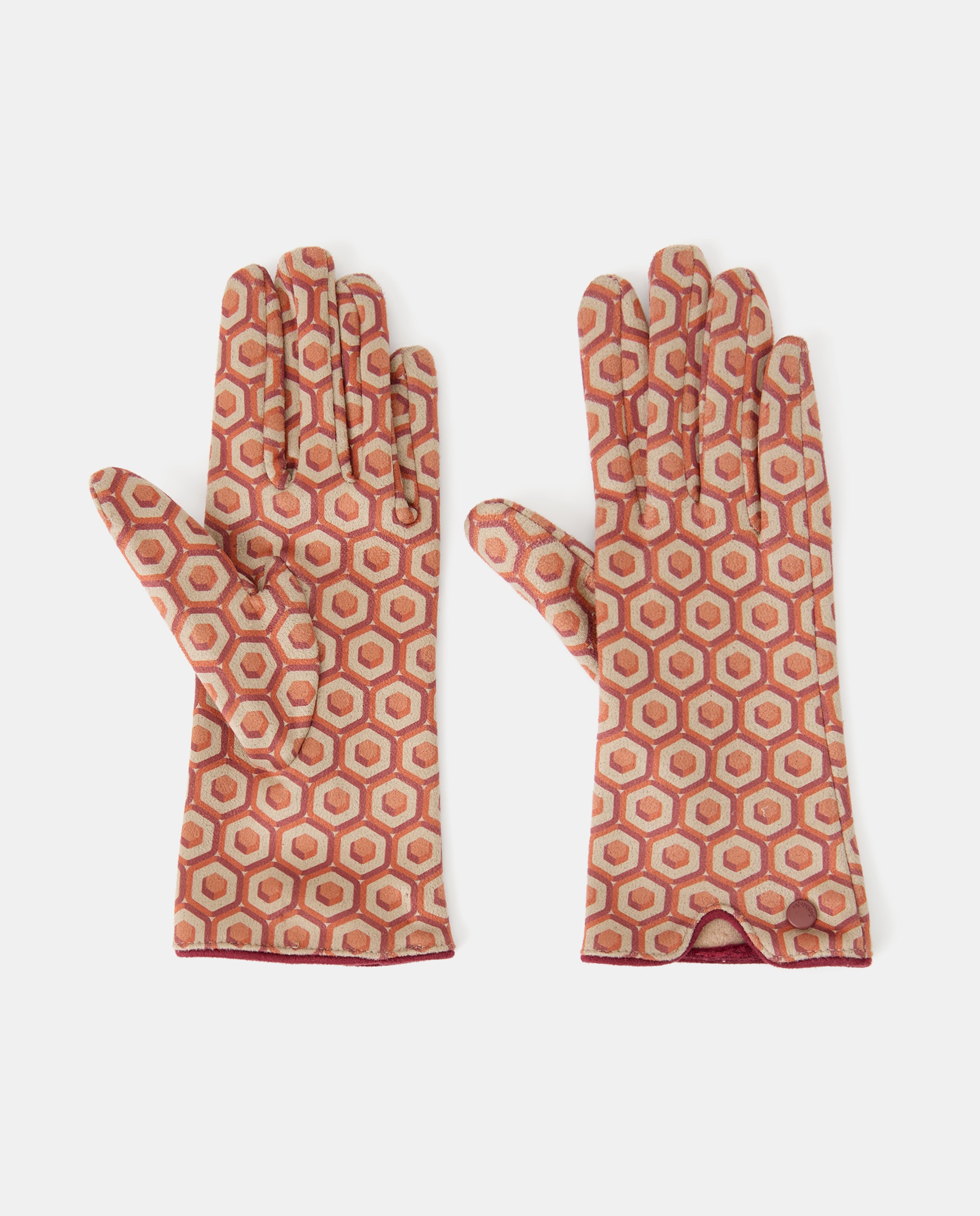 Luvas em Tecido Soft com Estampado Geométrico 660 Laranja-2