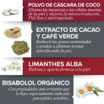 Dermo Cacao Sense emulsión exfoliante reductora que exfolia, reduce y reafirma Rohr 200 ml con extracto de cacao y café verde