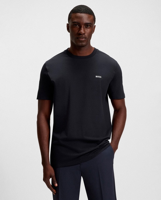 Imagem 0 de T-shirt Regular Fit de Algodão Elástico com Logótipo em Contraste