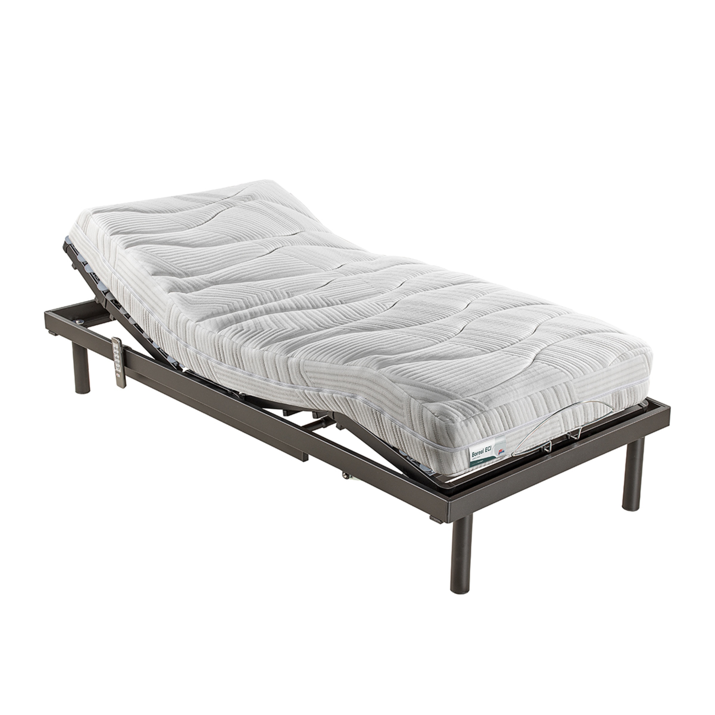 Conjunto de colchón de látex y base articulada con mando inalámbrico Pack Boreal Pardo Negro-1