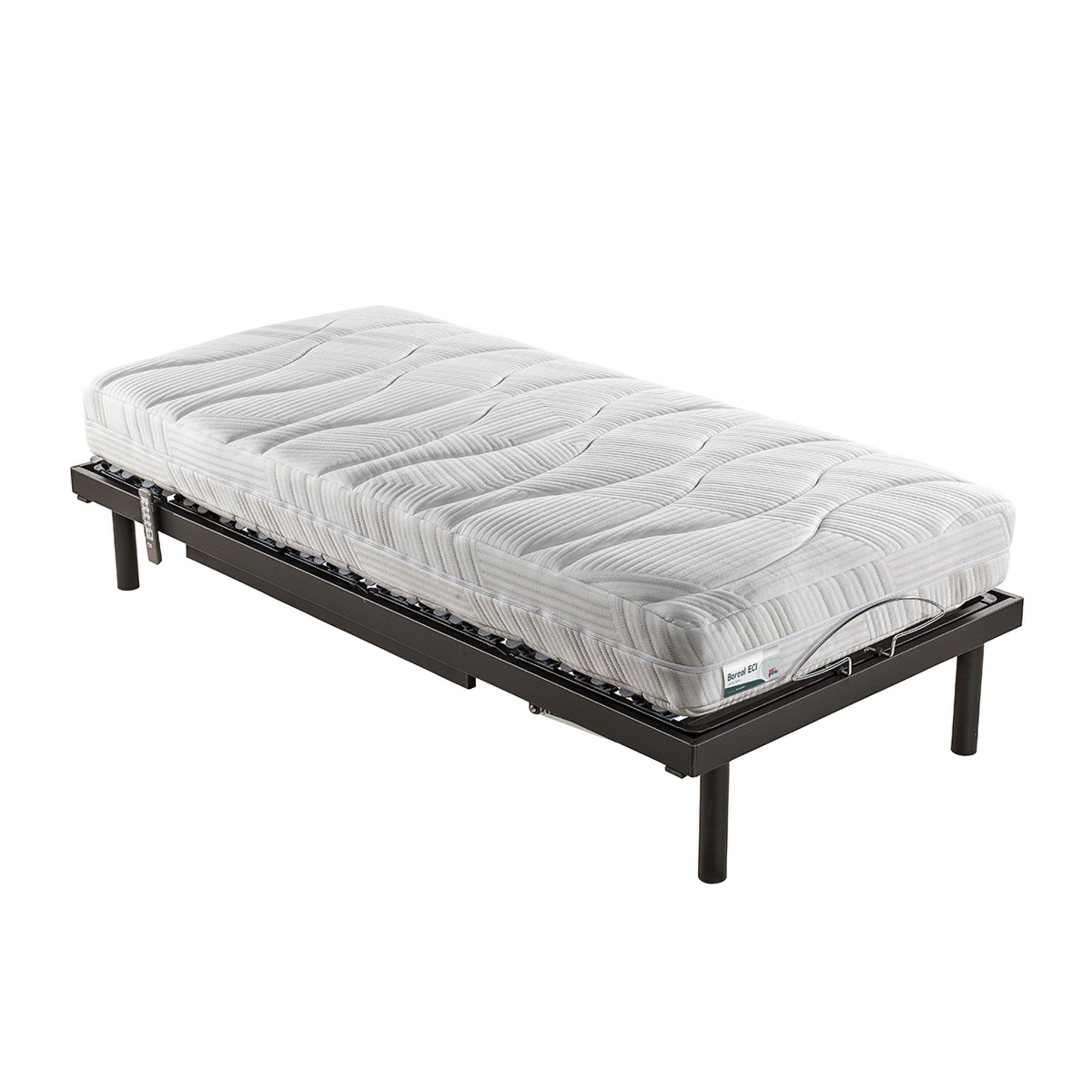 Conjunto de colchón de látex y base articulada con mando inalámbrico Pack Boreal Pardo Negro-2