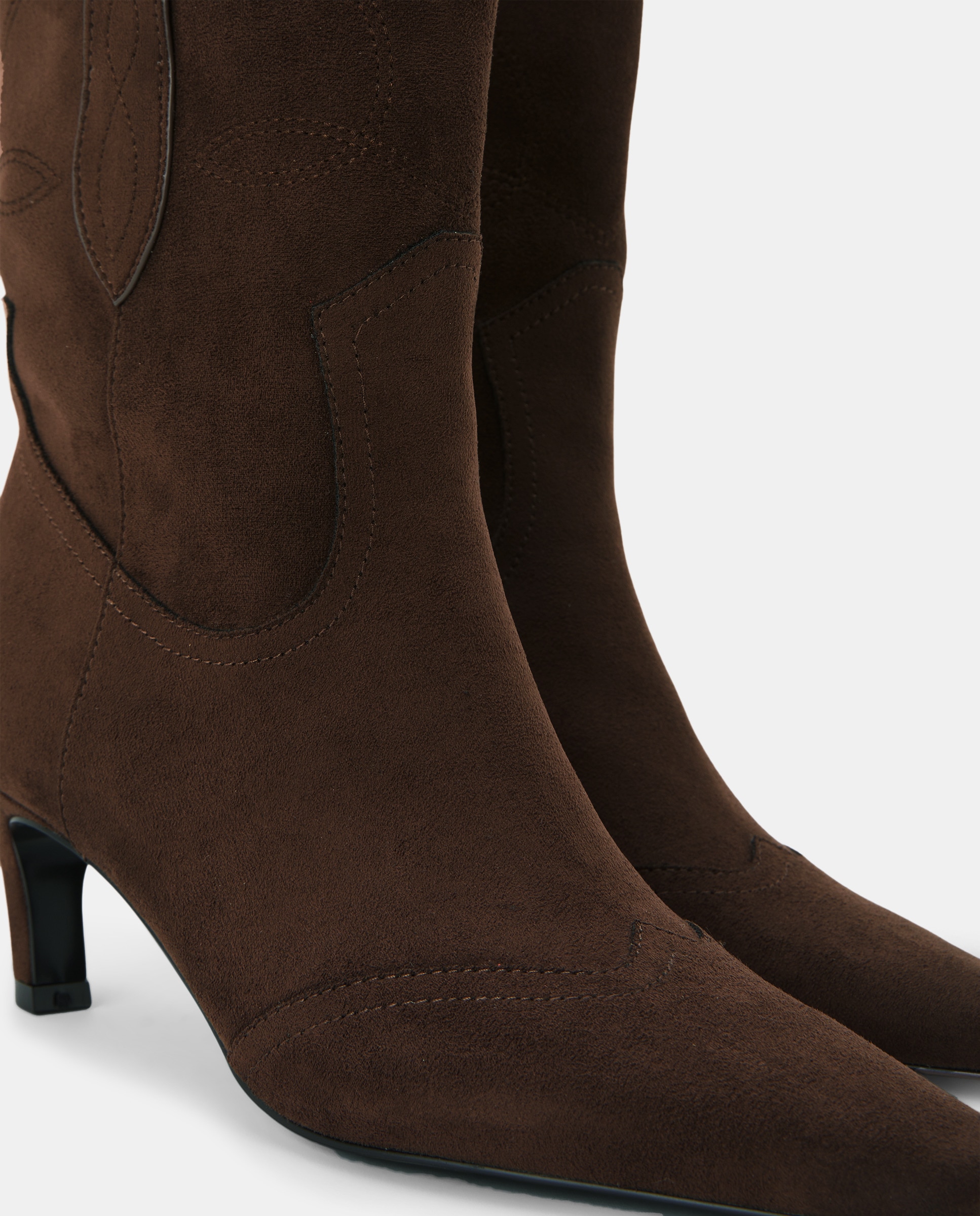 Botins de Salto com Pespontos Chocolate-4