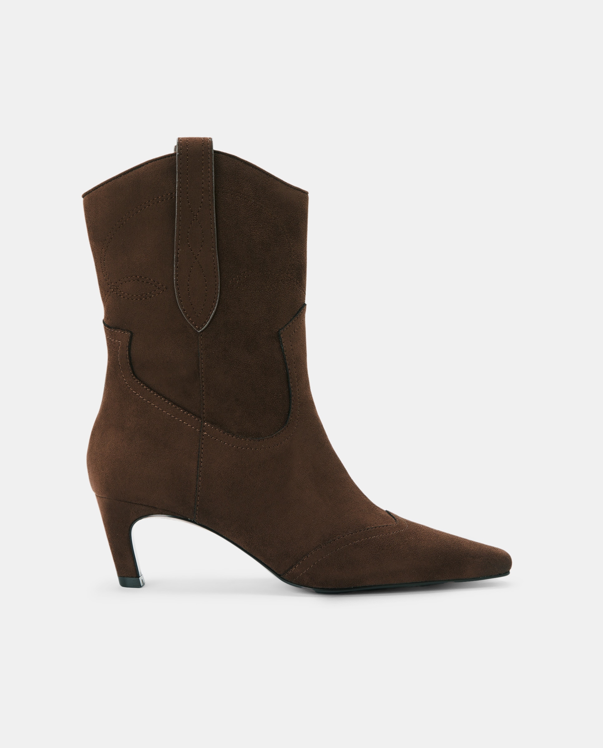 Botins de Salto com Pespontos Chocolate-1