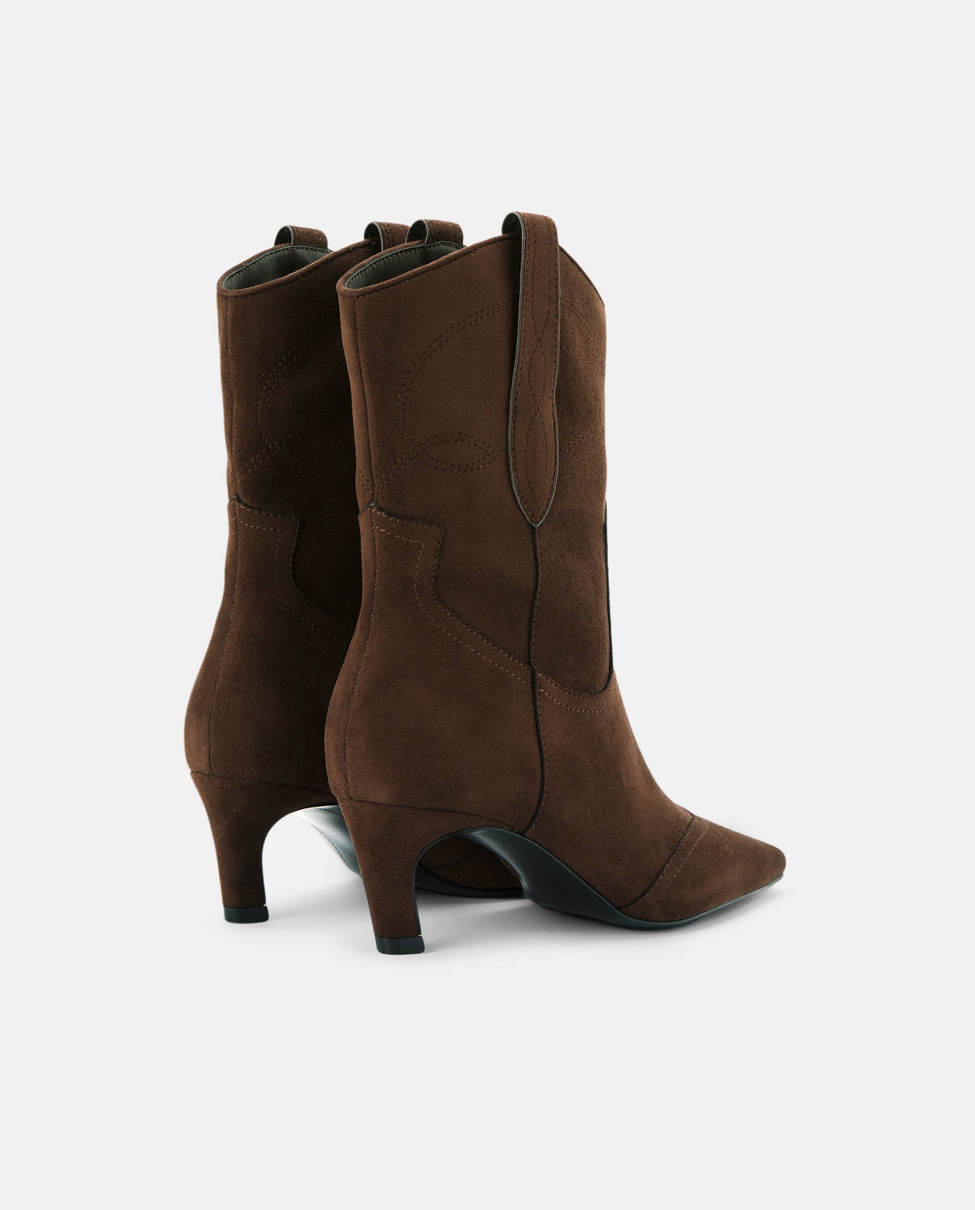 Botins de Salto com Pespontos Chocolate-3