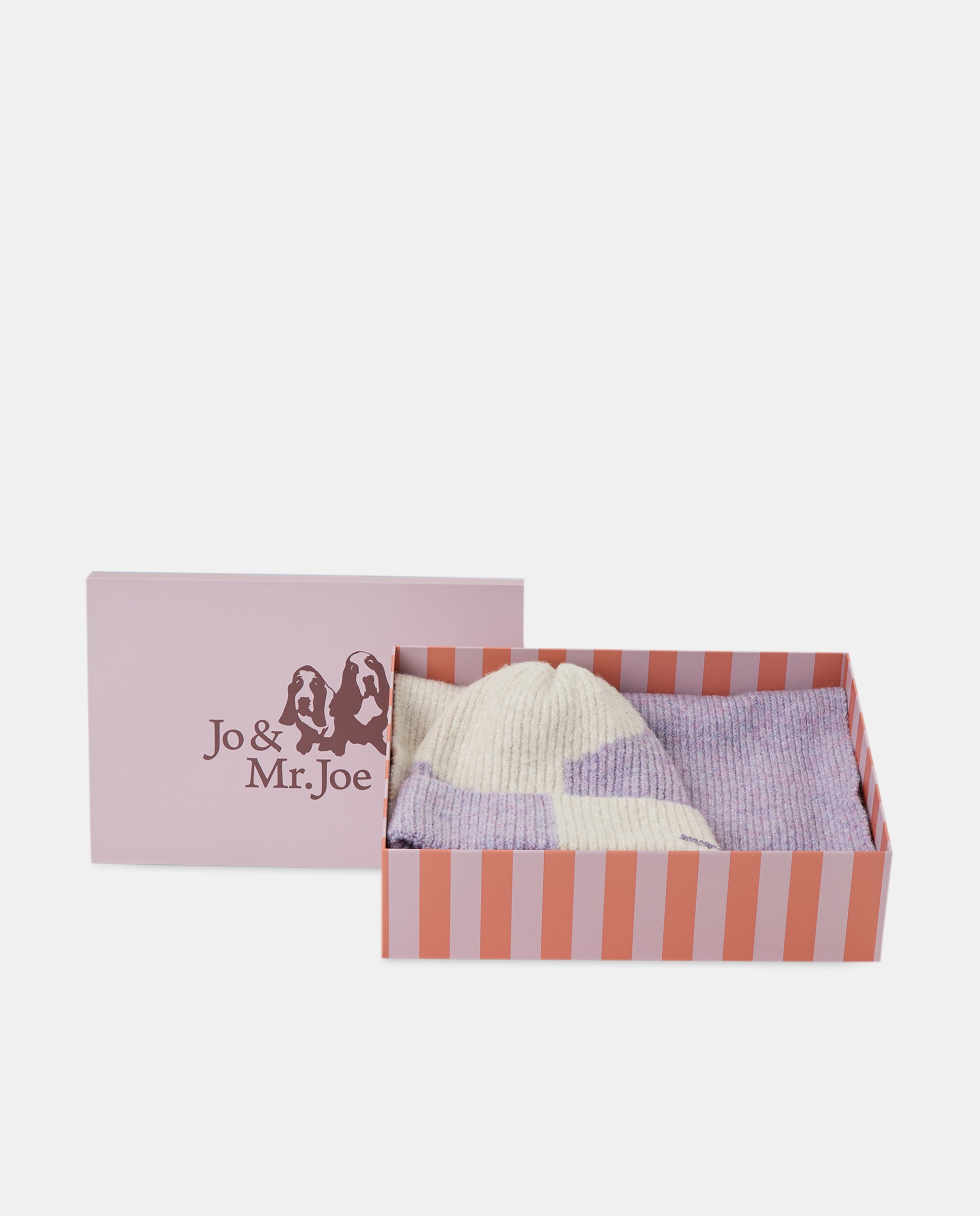 Conjunto de Gorro e Cachecol Bicolor com Ondas Roxo-1
