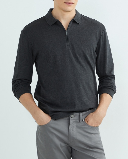 Imagen 0 de Polo manga larga interlock media cremallera de hombre.
