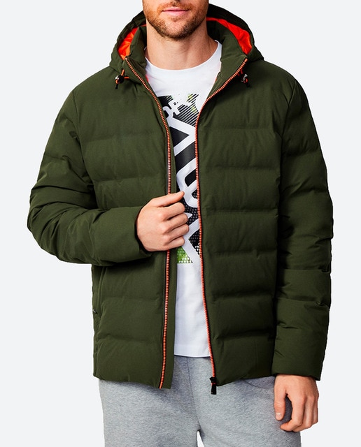 Imagen 0 de Chaqueta de hombre guateada verde con capucha desmontable tallas grandes