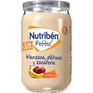 Potitos tarrito de manzana, plátano y zanahoria sin almidones y sin gluten desde 6 meses tarro 235 g - Nutriben
