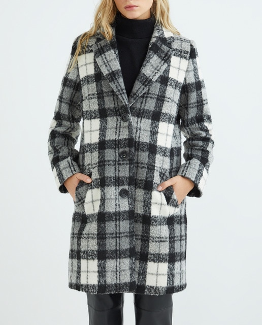 Imagen 0 de Abrigo de mujer cuadros manga larga