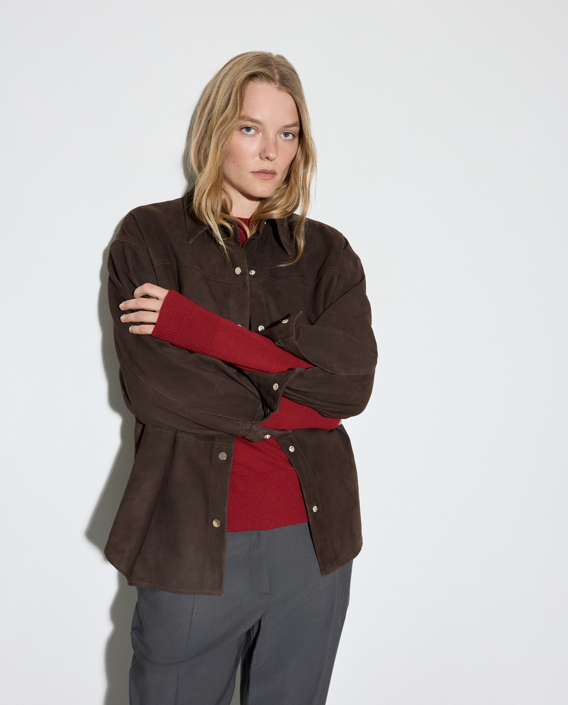 Camisola de Malha de Lã e Caxemira com Decote Redondo Bordeaux-4