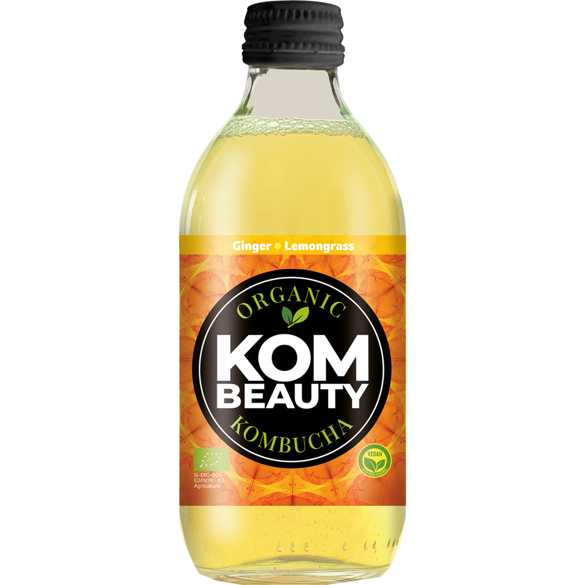 kombucha ecológica con Ginger, té verde, jengibre y limón botella 33 cl envase de vidrio