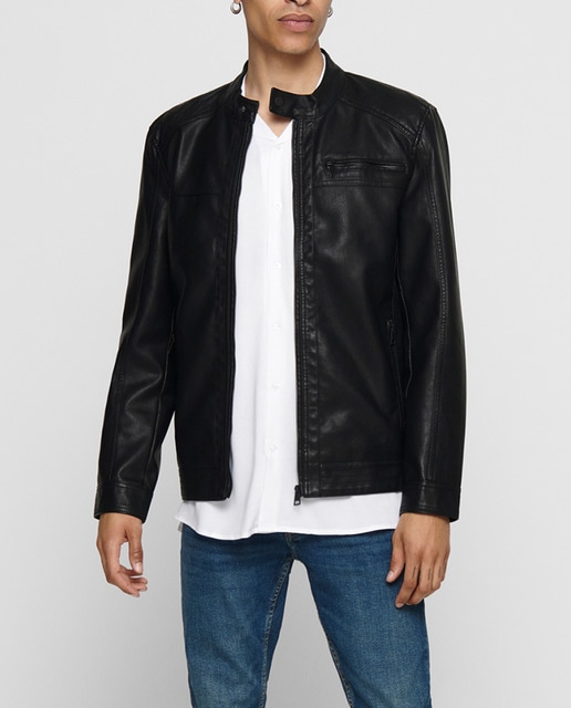 Imagen 0 de Cazadora biker de hombre efecto piel