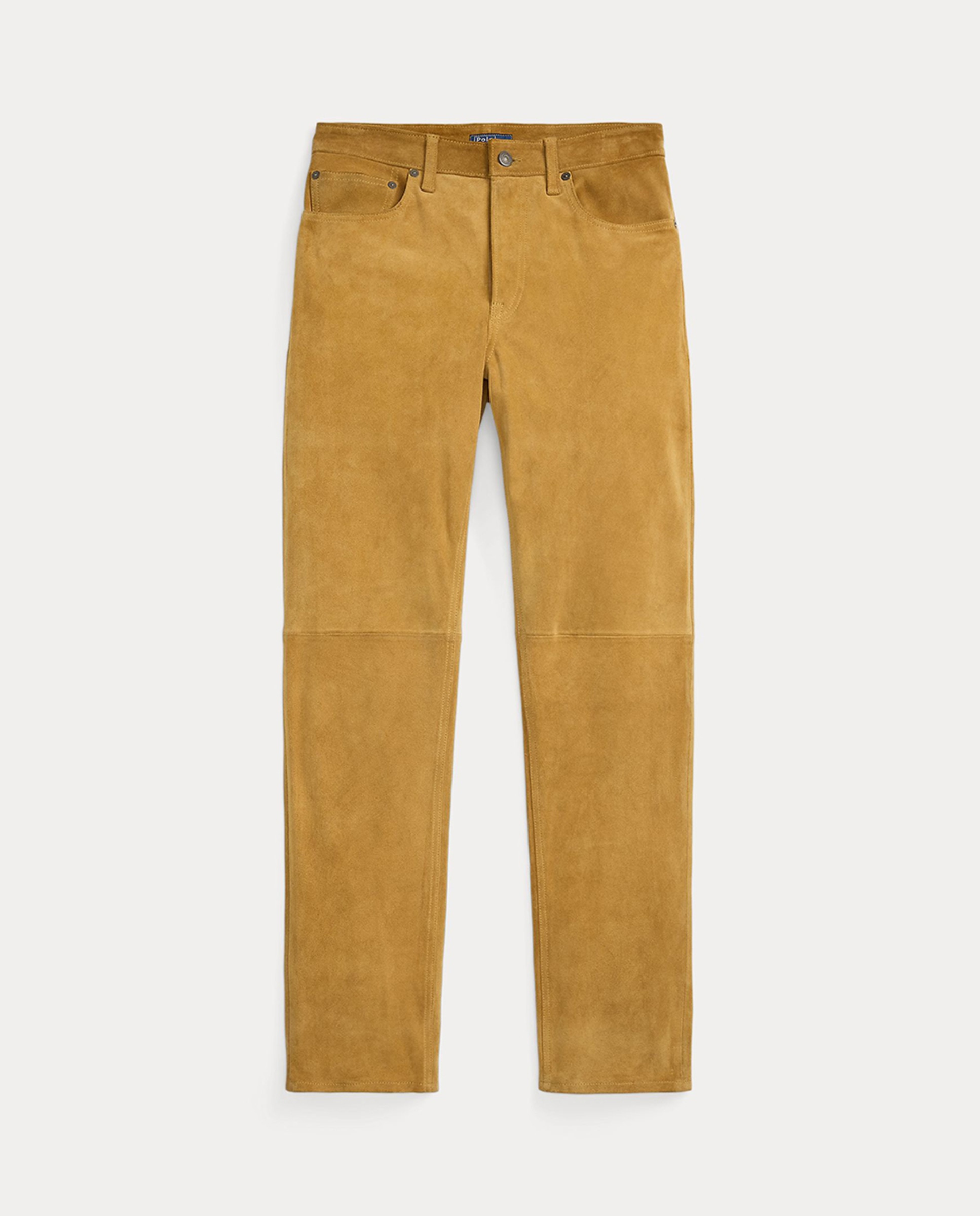 Calças Skinny Straight Fit de Camurça Castanho-9