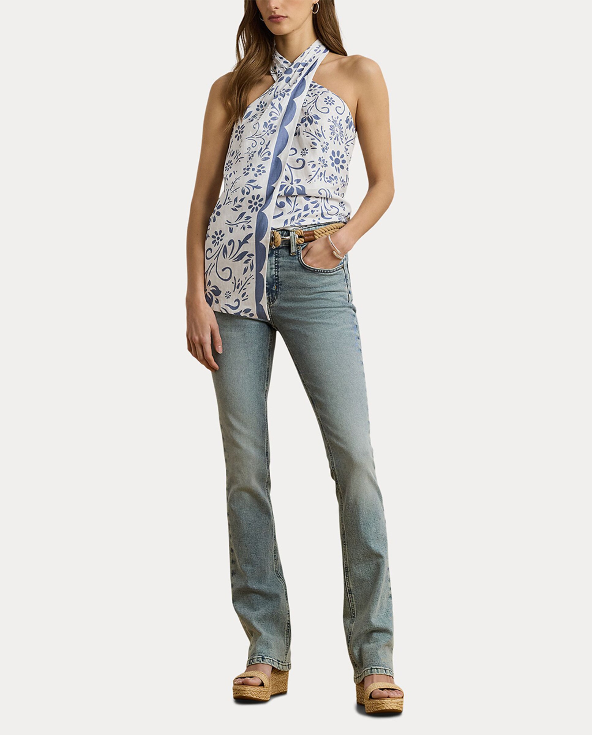 Blusa de Linho com Gola Halter Branco-3