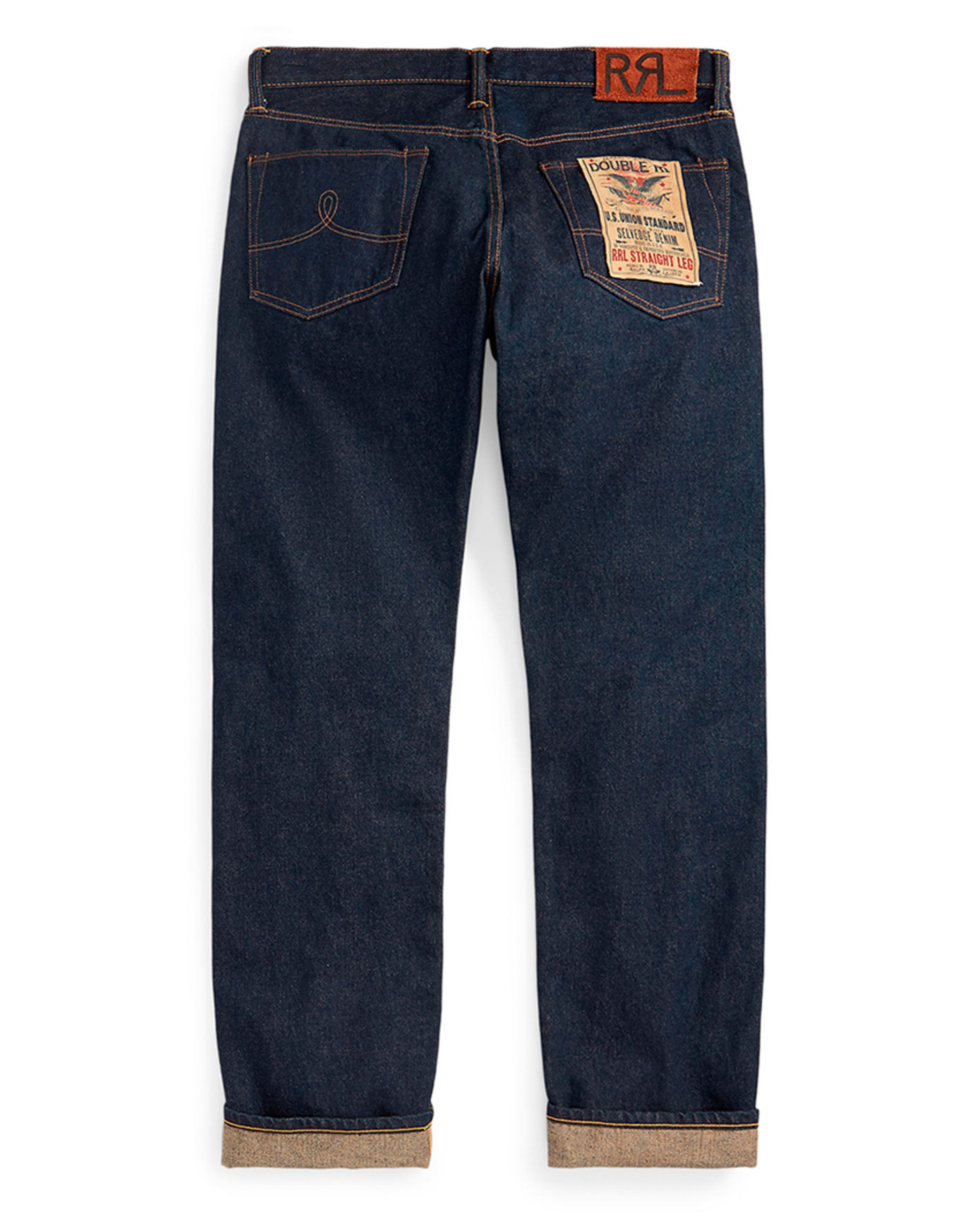 Jeans Straight Fit com Lavagem e Rebordo Double RL Azul denim-2