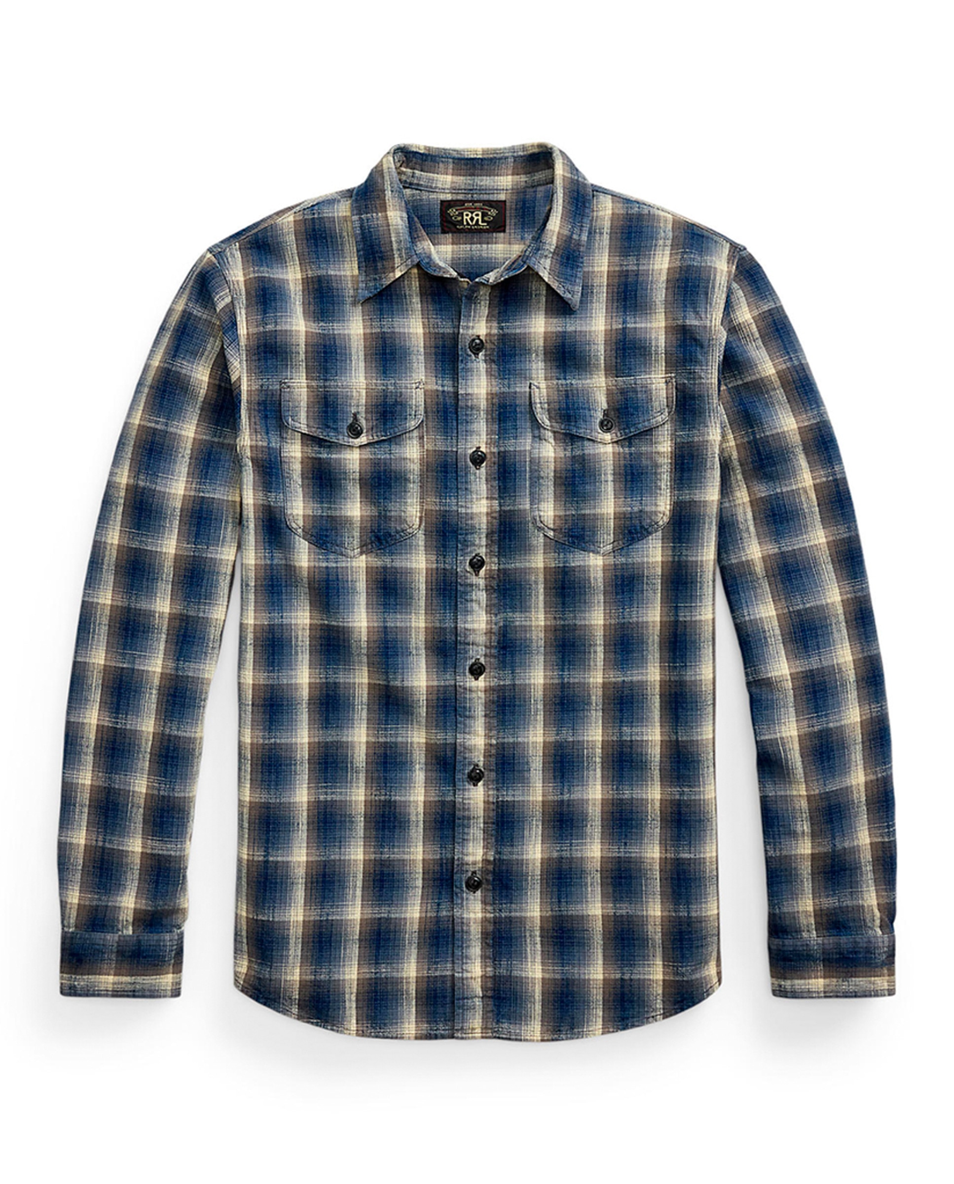 Camisa Estilo Western Slim Fit Double RL Azul Real-1