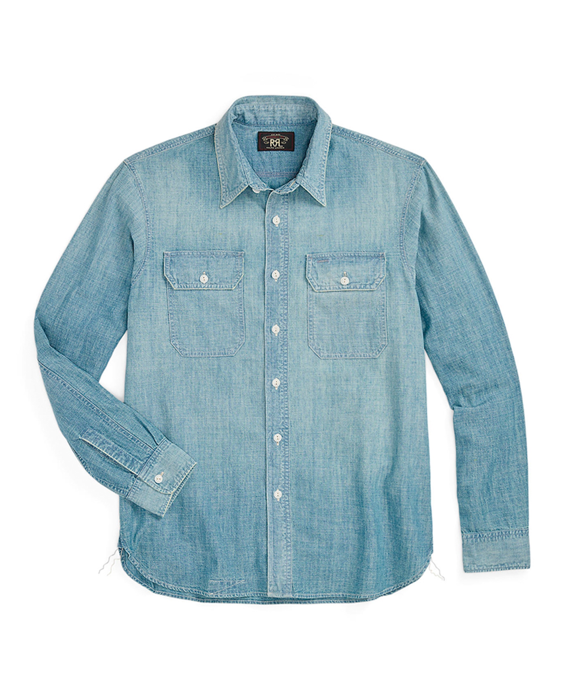 Camisa de Algodão Slim fit Double RL Azul Loft-1