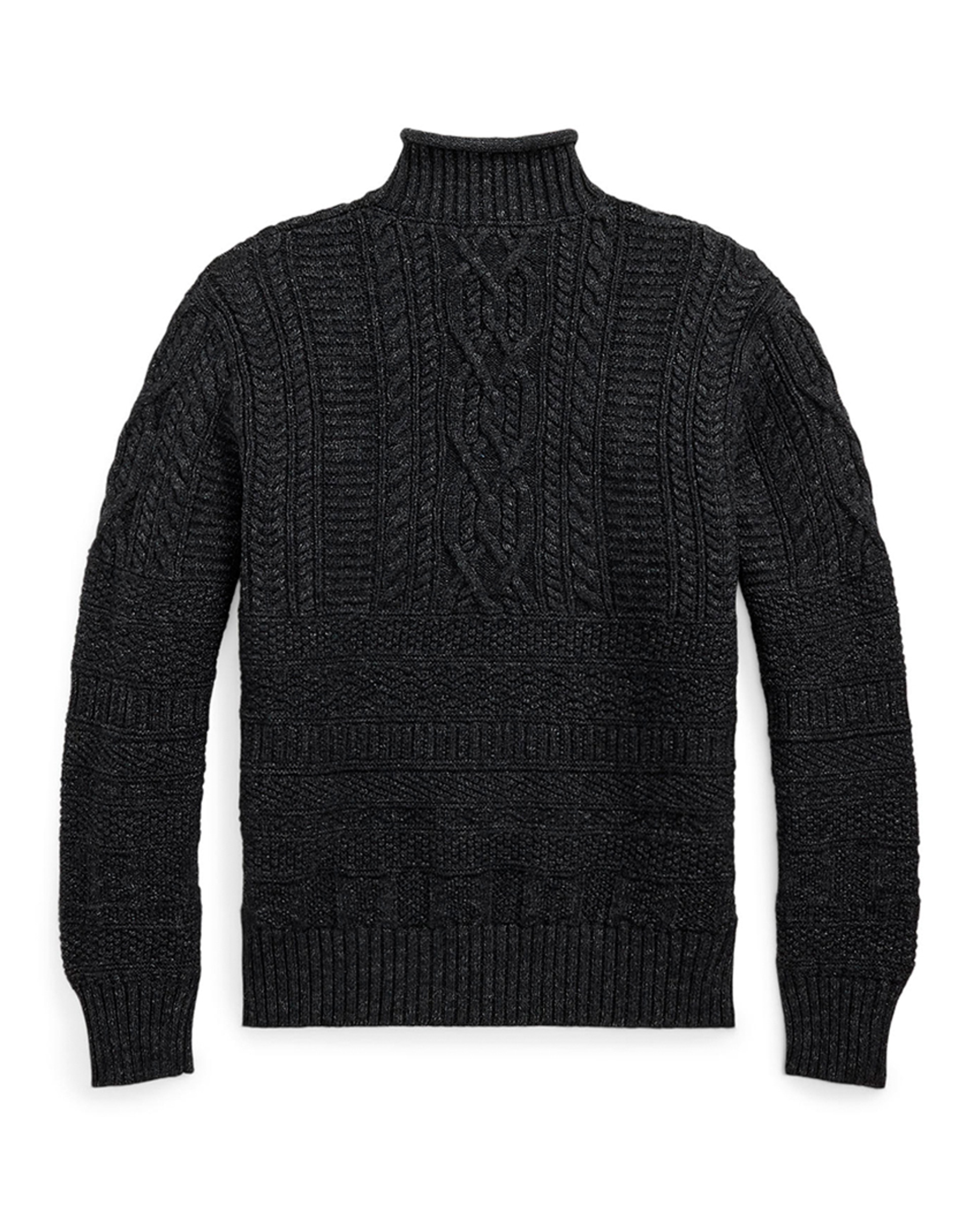 Camisola de Malha em Mistura de Algodão e Lã Double RL Preto-2