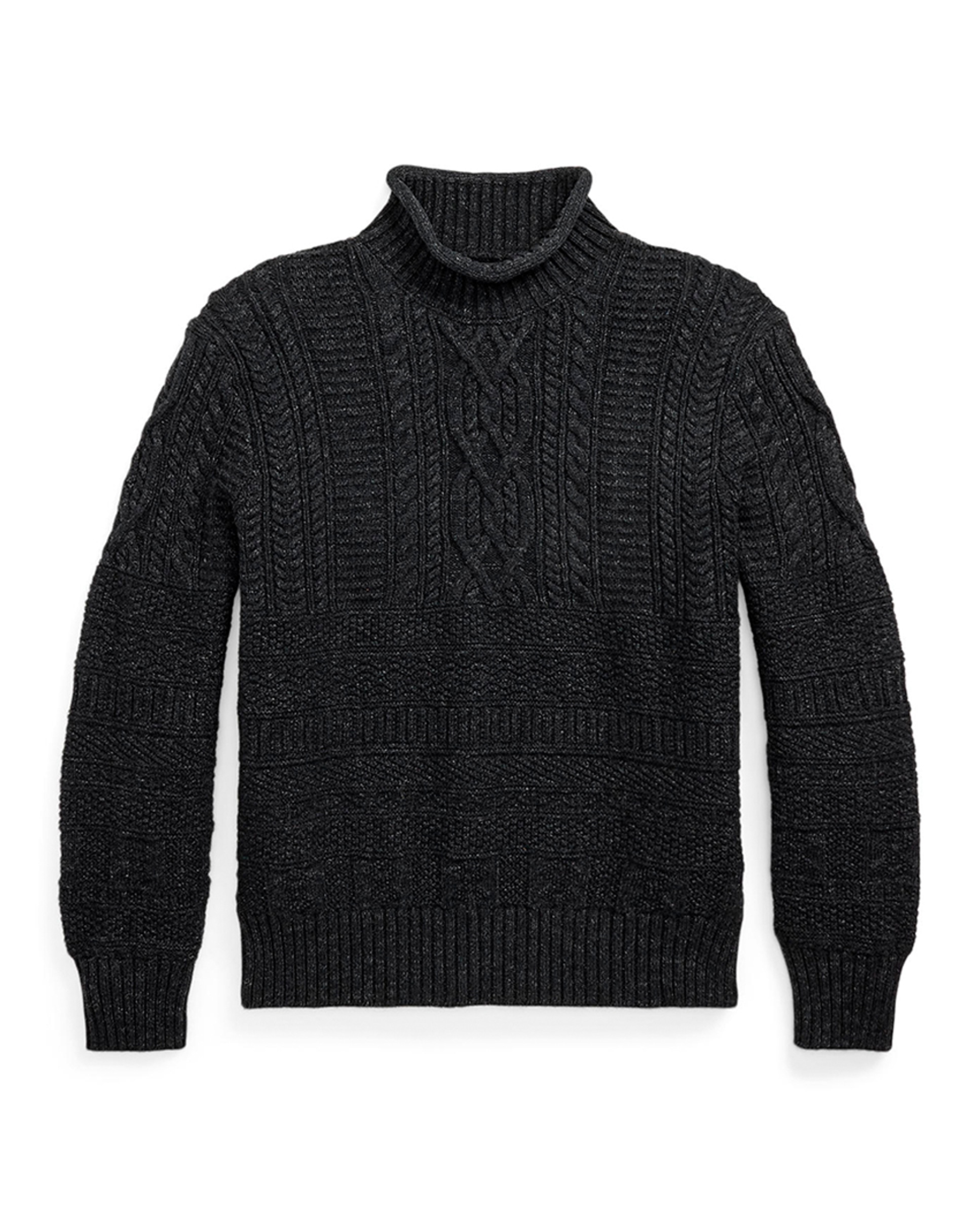 Camisola de Malha em Mistura de Algodão e Lã Double RL Preto-1