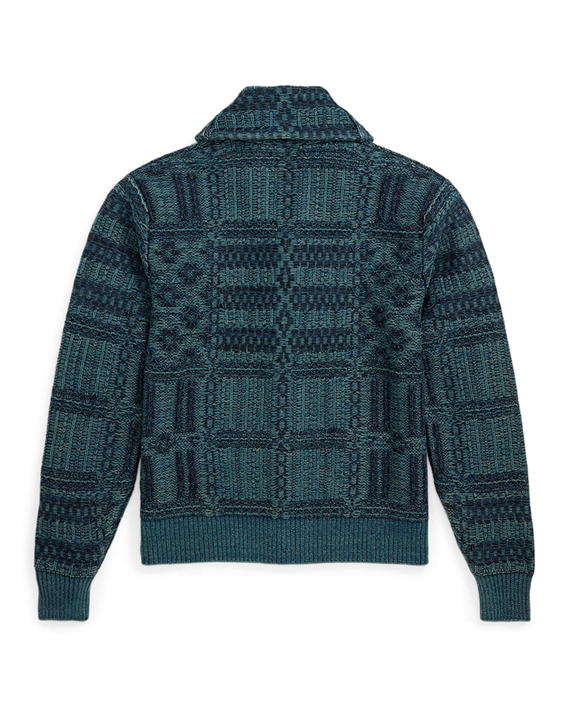 Cardigan de Algodão com Textura Double RL Azul-índigo-2