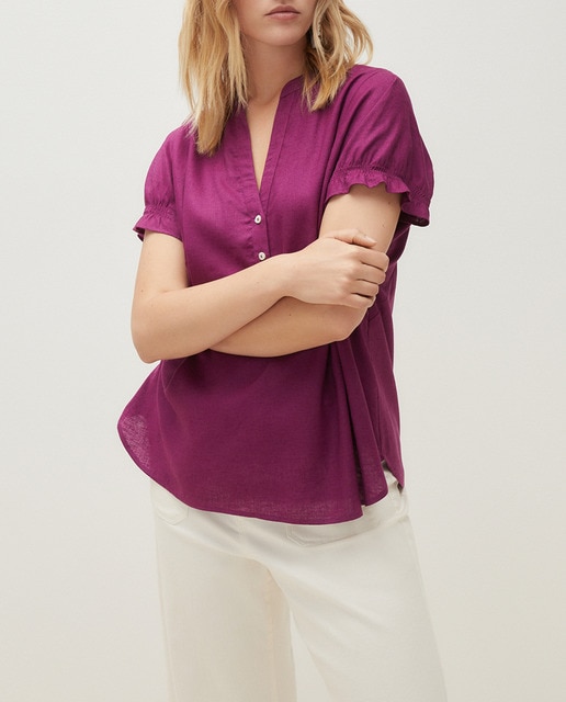 Imagen 0 de Blusa de mujer lisa con manga corta