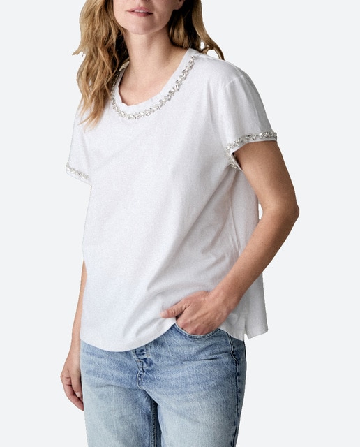 Imagen 0 de Camiseta básica pedrería de mujer