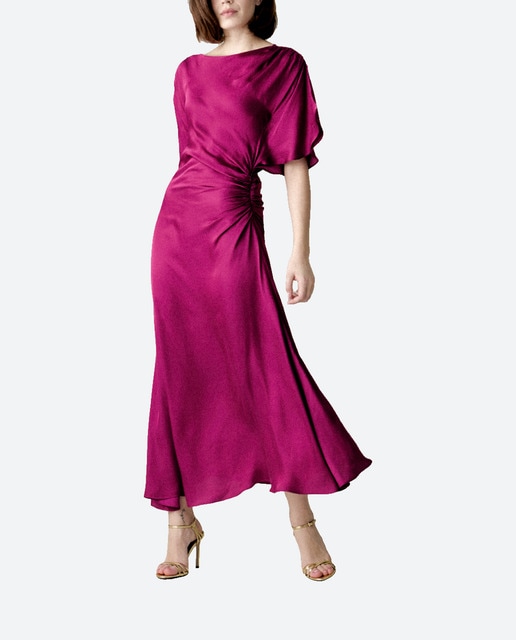 Imagen 0 de Vestido satinado media manga de mujer
