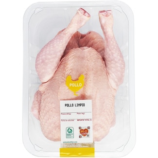 Pollo entero limpio para asar peso aproximado bandeja 1,7 kg