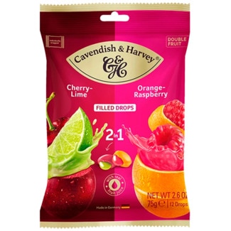 Rebuçados Cereja, Lima , Laranja e Framboesa embalagem 75 g - Cavendish