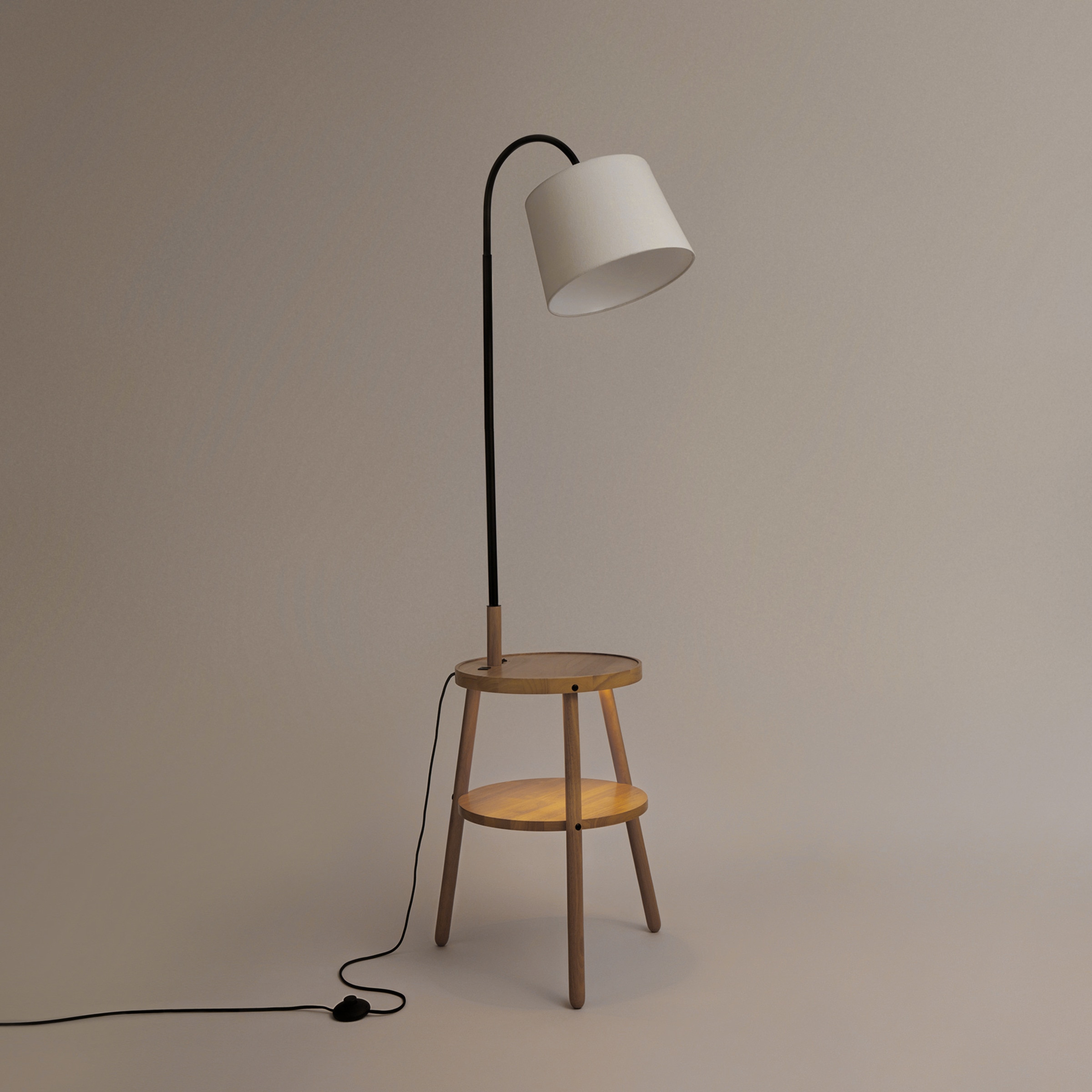 Candeeiro de Pé com Mesa Incorporada Pisano Natural-4