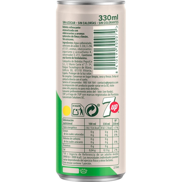 sparkling lemon-lime soft sugar-free tin 33 cl