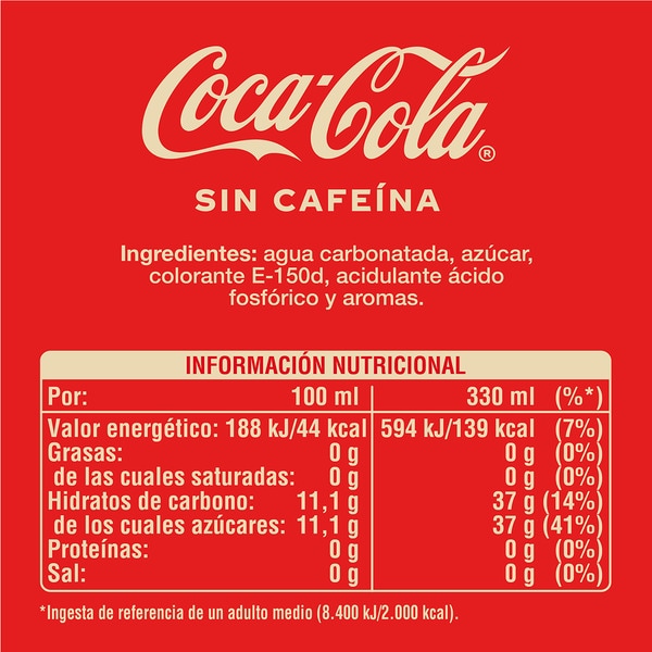 CAFFEINE-FREE original cola soft drink tin 33 cl