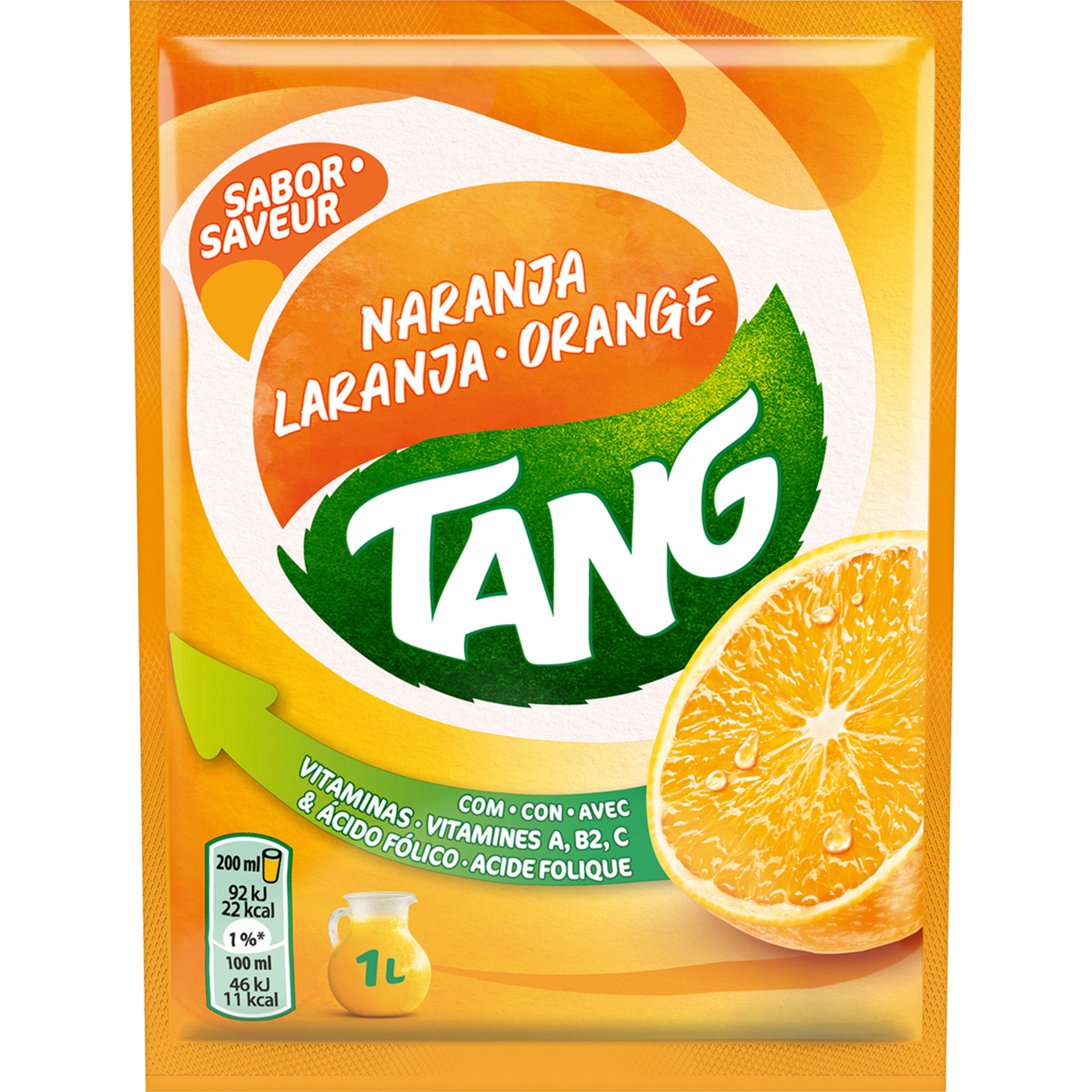 preparado en polvo para la elaboración de bebida refrescante aromatizada con sabor naranja sobre 30 g